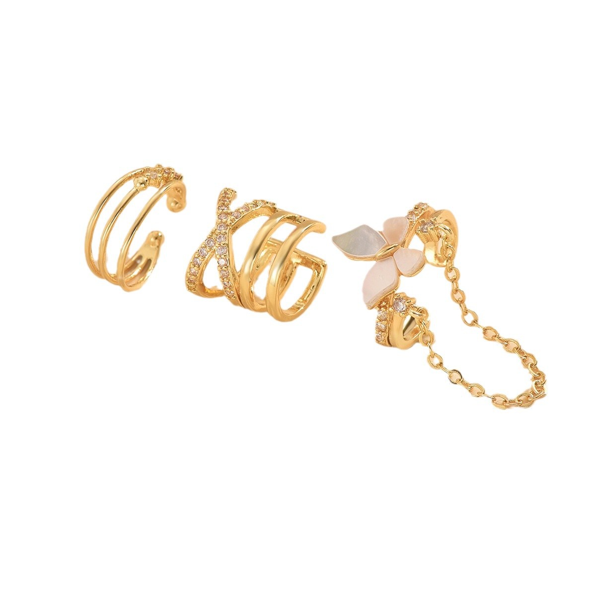 Butterfly Tassel Zircon Ear Bone Clip For Non-pierced Ears