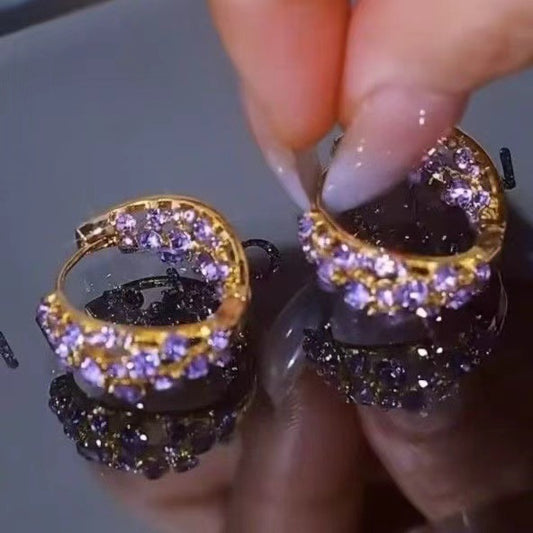 Simple And Gentle Purple Double-sided Earrings