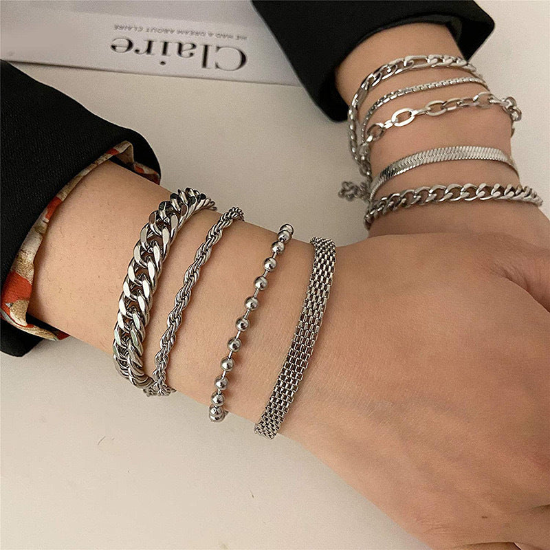 Retro Artistic Trendy Mens Minimalist Titanium Steel Bracelet