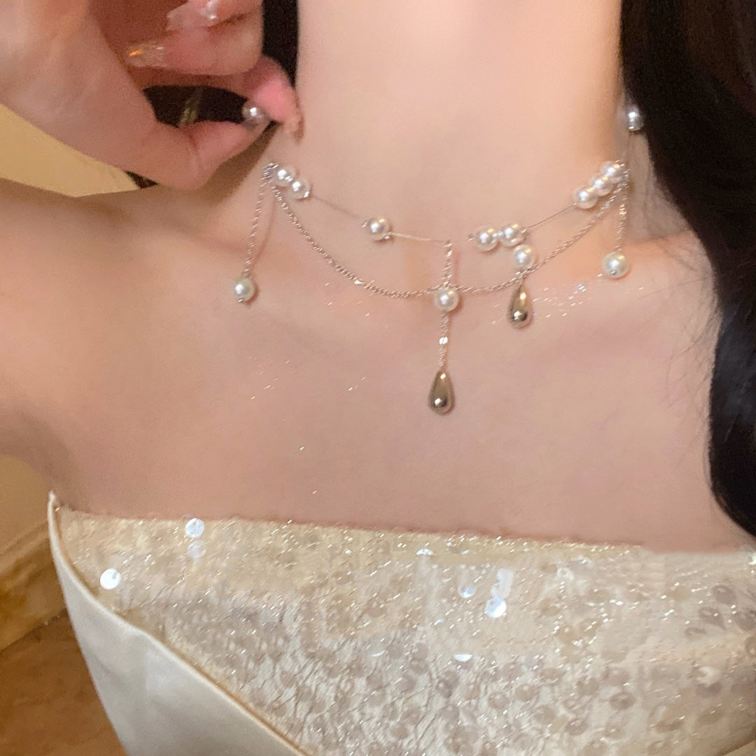 Waterdrop Pearl Tassel Necklace With A Niche Designer-Look