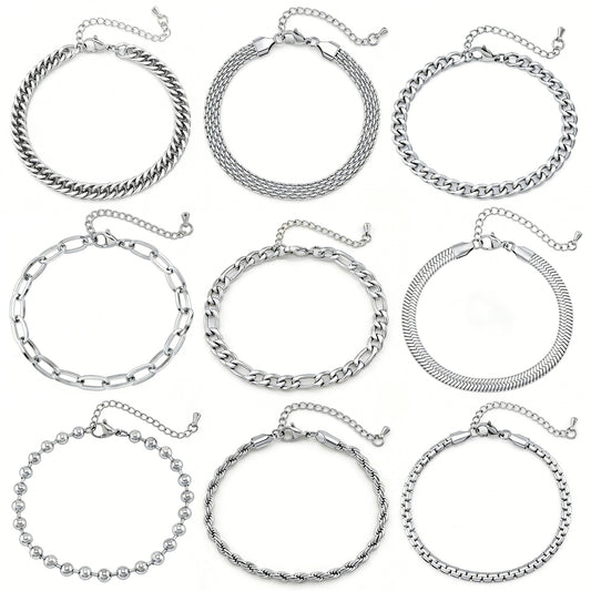 Retro Artistic Trendy Mens Minimalist Titanium Steel Bracelet