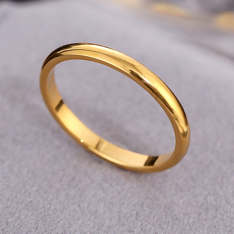 18k Gold-plated Non-fading Minimalist Titanium Steel Ring For Womensmall And Understated