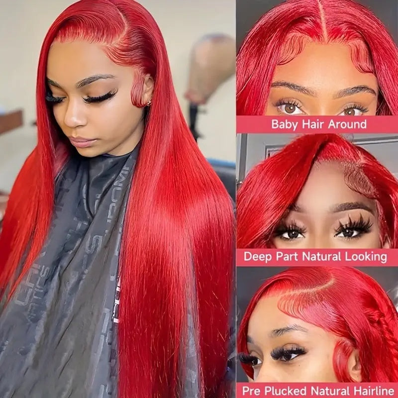 Front-lace Black Middle-parted Long Straight Hair For Womenfluffy Natural And Stylish Full Wig