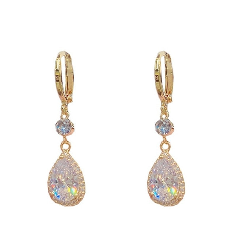 Incredibly Charming Diamond-studded Teardrop Crystal Earrings